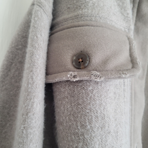 BLACK TAPE Womens Gray Green Cuffed Sleeve Collared Distressed Shacket Med - Picture 4 of 9